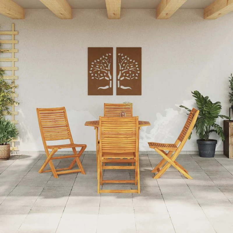 Garden Dining Set 5 pcs Brown Solid Acacia Wood