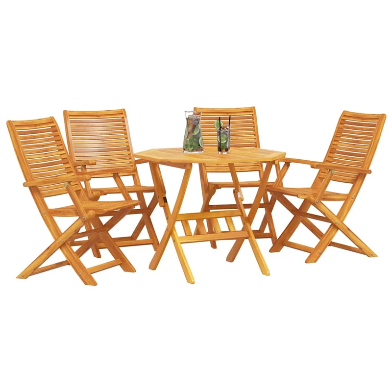 Garden Dining Set 5 pcs Brown Solid Acacia Wood