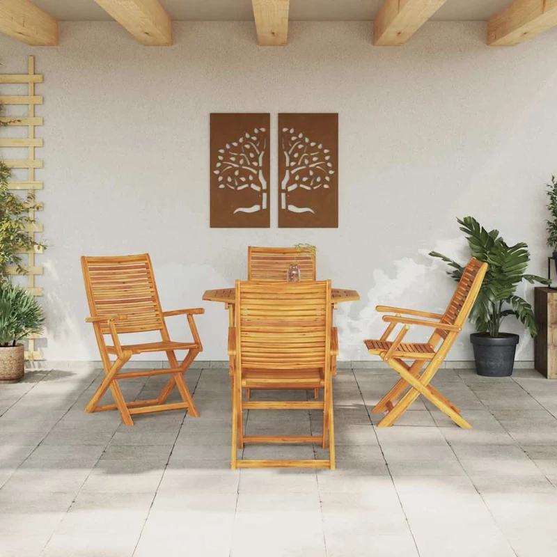 Garden Dining Set 5 pcs Brown Solid Acacia Wood