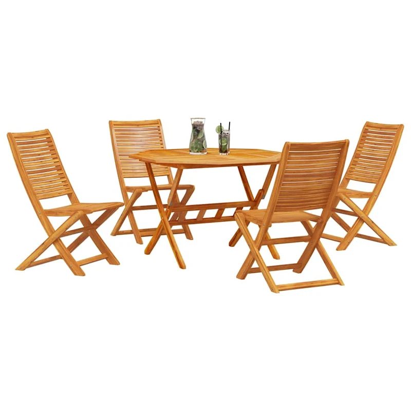 Garden Dining Set 5 pcs Brown Solid Acacia Wood