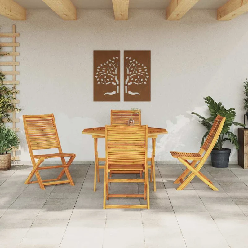 Garden Dining Set 5 pcs Brown Solid Acacia Wood
