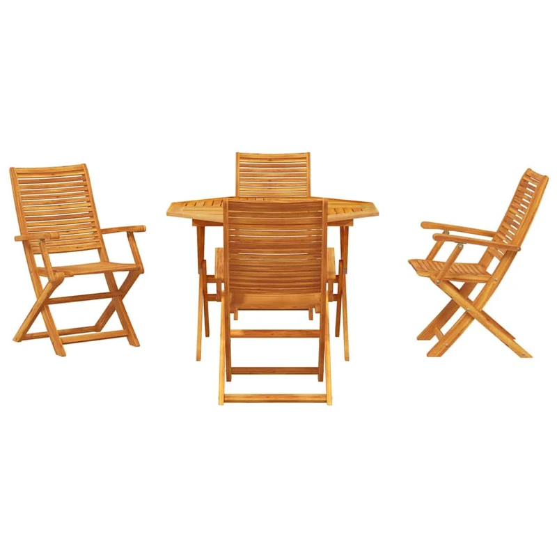 Garden Dining Set 5 pcs Brown Solid Acacia Wood
