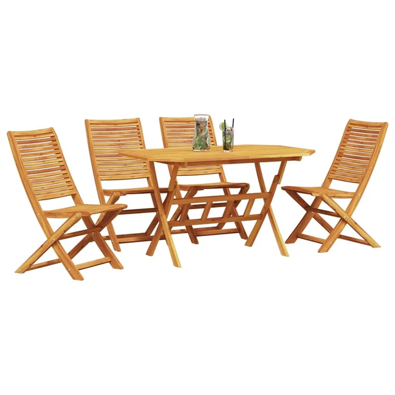 Garden Dining Set 5 pcs Brown Solid Acacia Wood