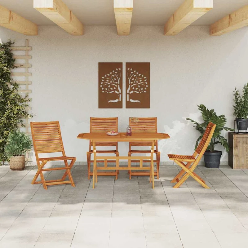 Garden Dining Set 5 pcs Brown Solid Acacia Wood