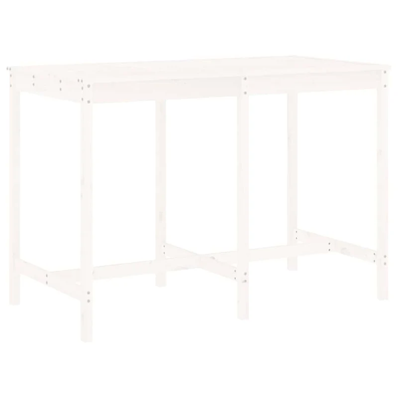 7 Piece Garden Bar Set White Solid Wood Pine