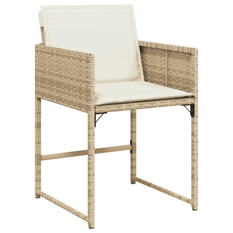 9 Piece Garden Dining Set with Cushions Beige Poly Rattan