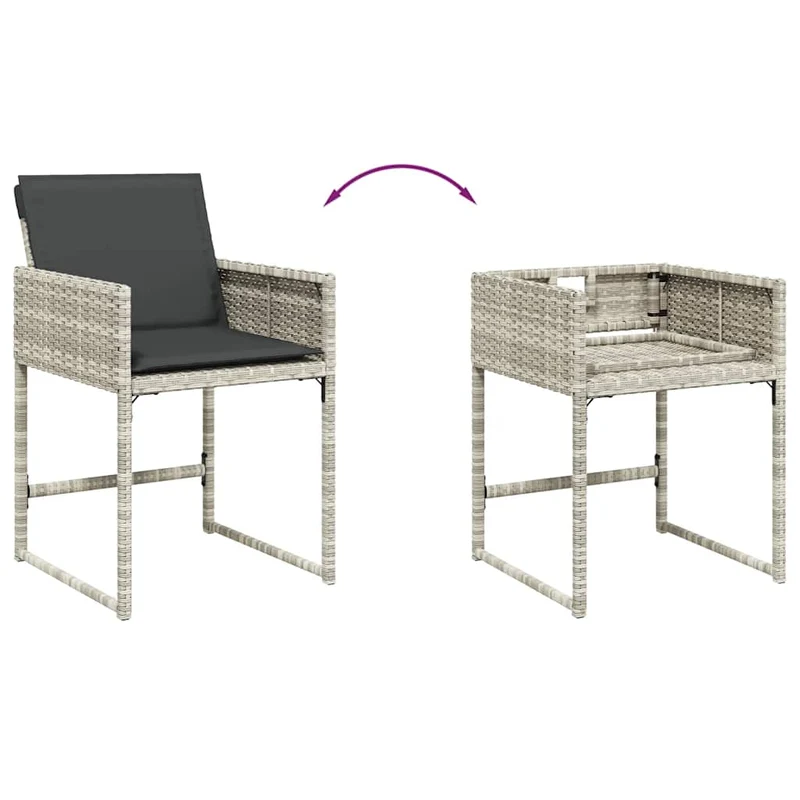 11 Piece Garden Dining Set with Cushions Light Grey Poly Rattan