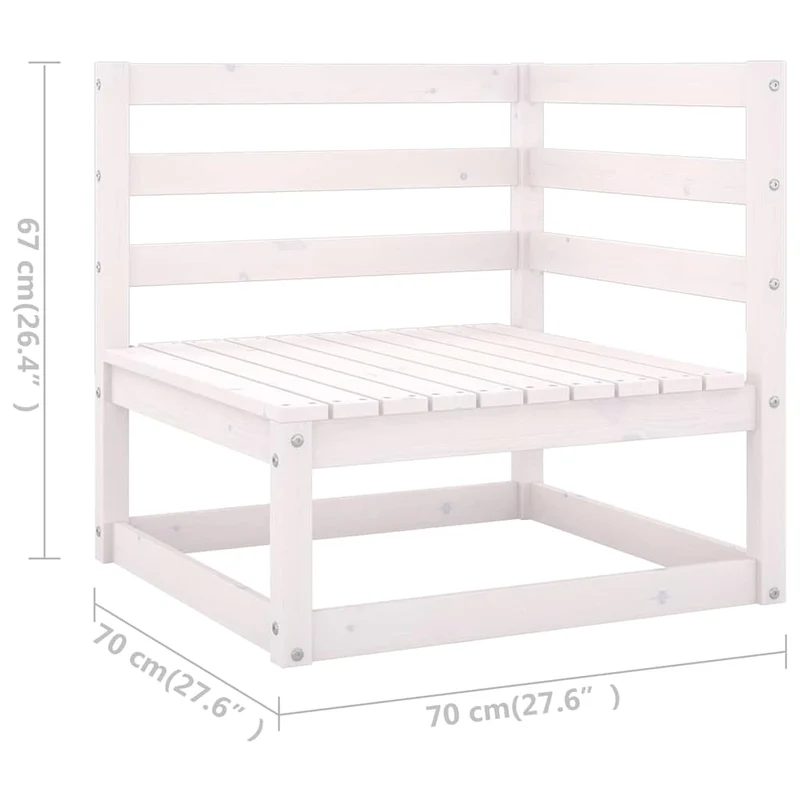 6 Piece Garden Lounge Set White Solid Wood Pine
