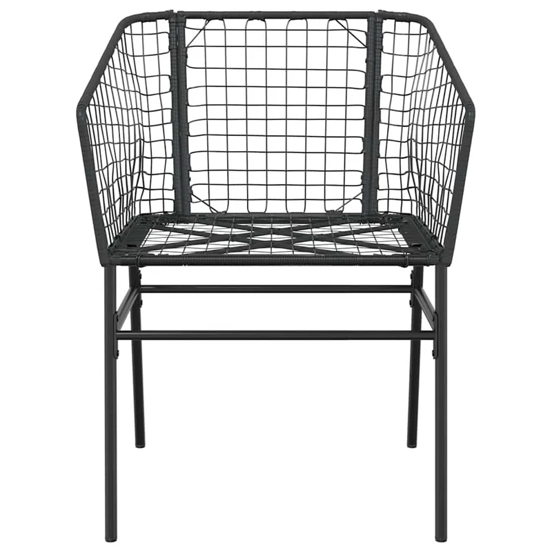 7 Piece Garden Dining Set Black Poly Rattan Glass
