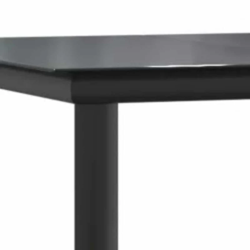 7 Piece Garden Dining Set Black Poly Rattan Glass