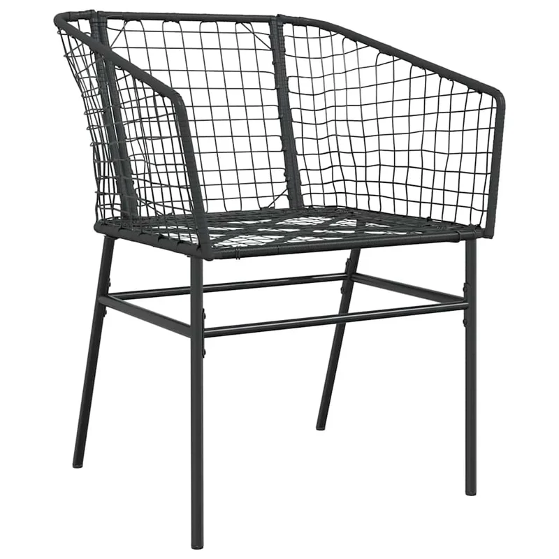 7 Piece Garden Dining Set Black Poly Rattan Glass