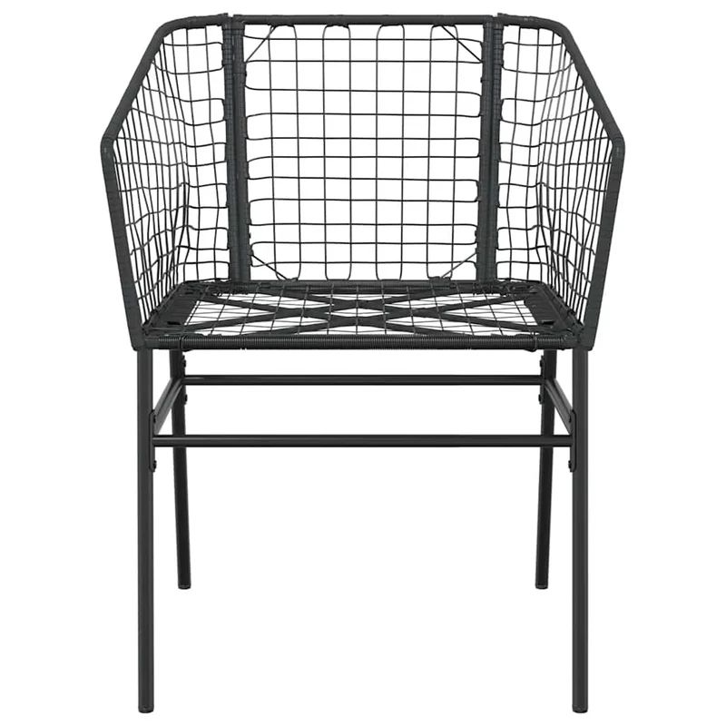 7 Piece Garden Dining Set Black Poly Rattan Glass