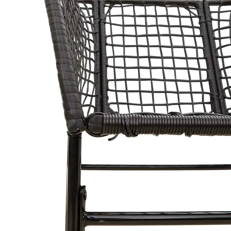 7 Piece Garden Dining Set Black Poly Rattan Glass