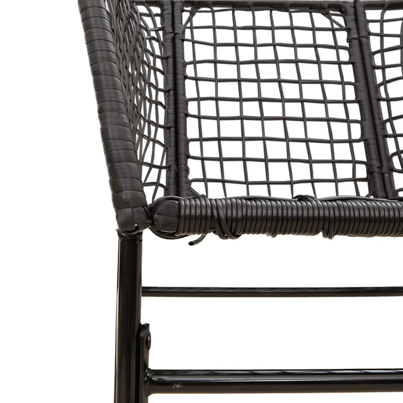 9 Piece Garden Dining Set Black Poly Rattan Glass