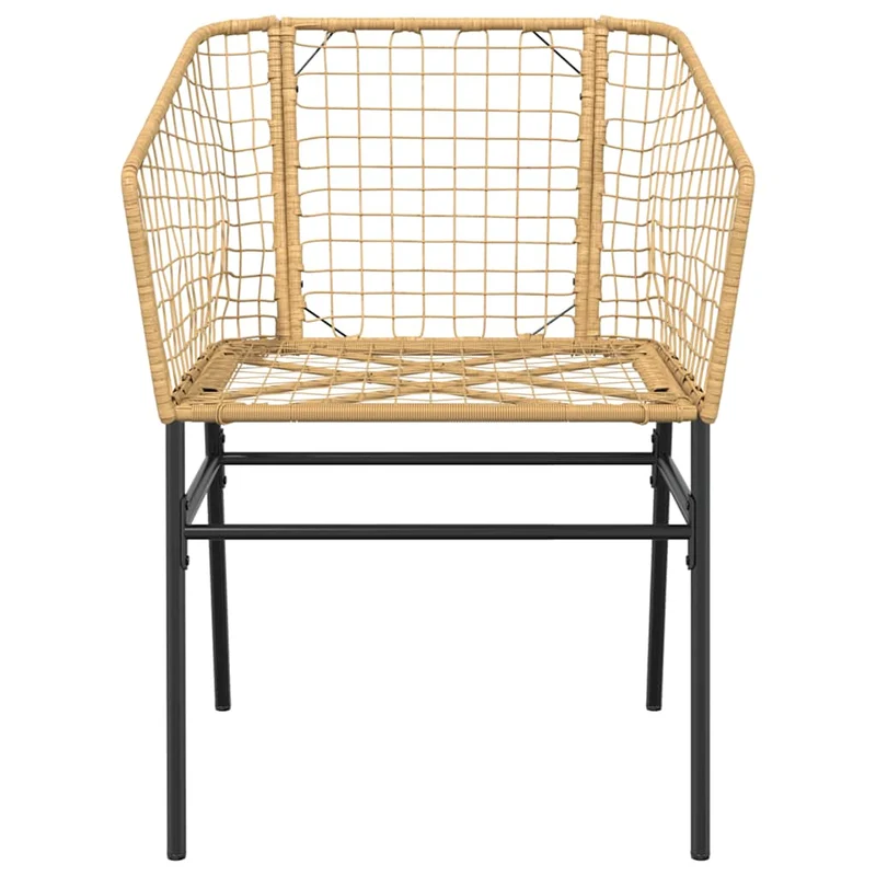 7 Piece Garden Dining Set Brown Poly Rattan Glass