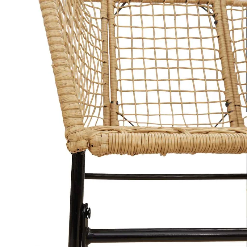 7 Piece Garden Dining Set Brown Poly Rattan Glass