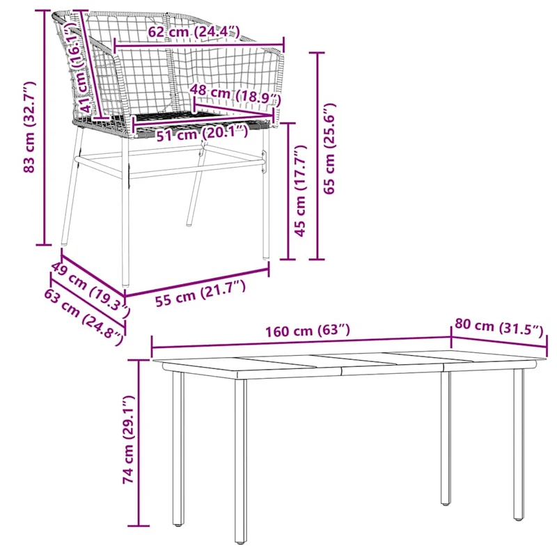 7 Piece Garden Dining Set Brown Poly Rattan Glass