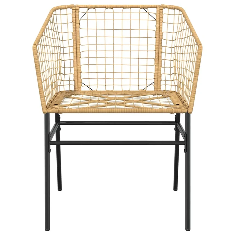 7 Piece Garden Dining Set Brown Poly Rattan Glass
