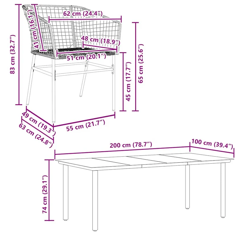 7 Piece Garden Dining Set Brown Poly Rattan Glass