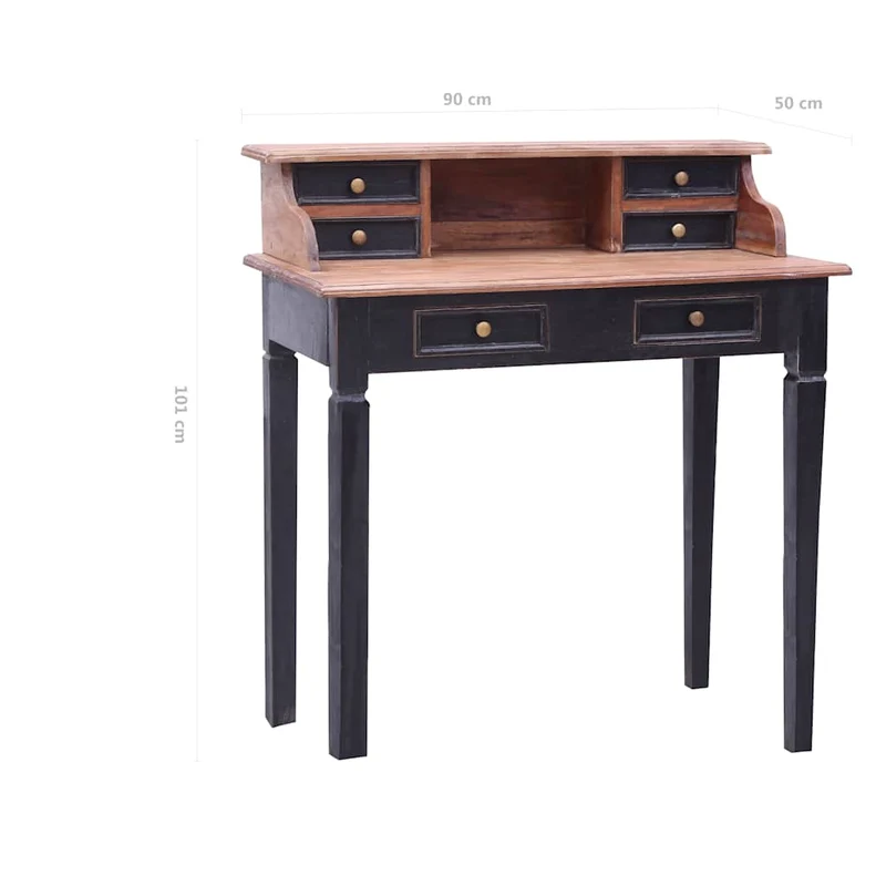 283910 vidaXL Writing Desk with Drawers 90x50x101 cm Solid Mahogany Wood