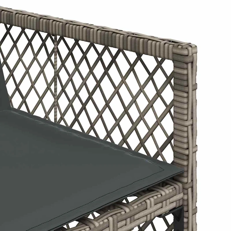 7 Piece Garden Dining Set with Cushions Grey Poly Rattan