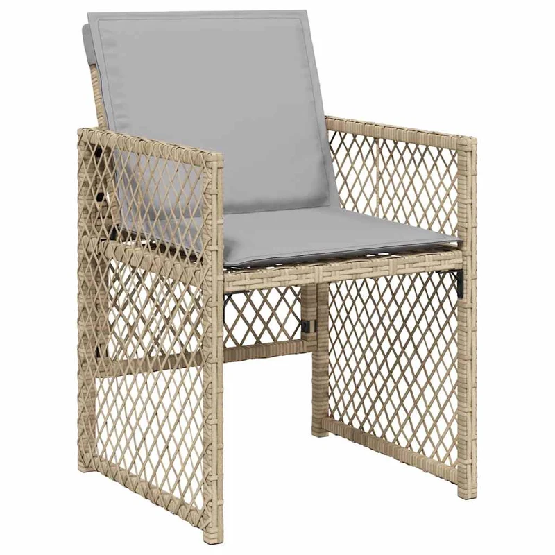 7 Piece Garden Dining Set with Cushions Beige Poly Rattan