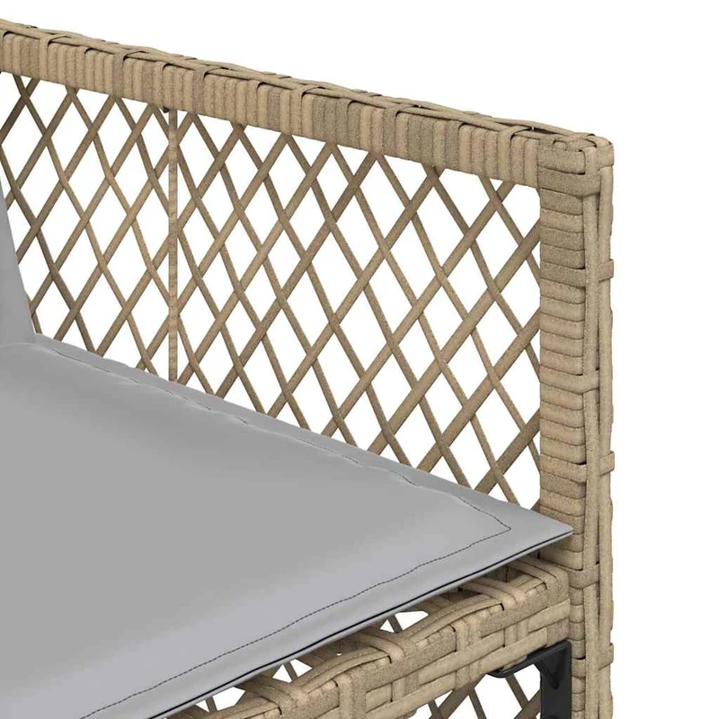 7 Piece Garden Dining Set with Cushions Beige Poly Rattan