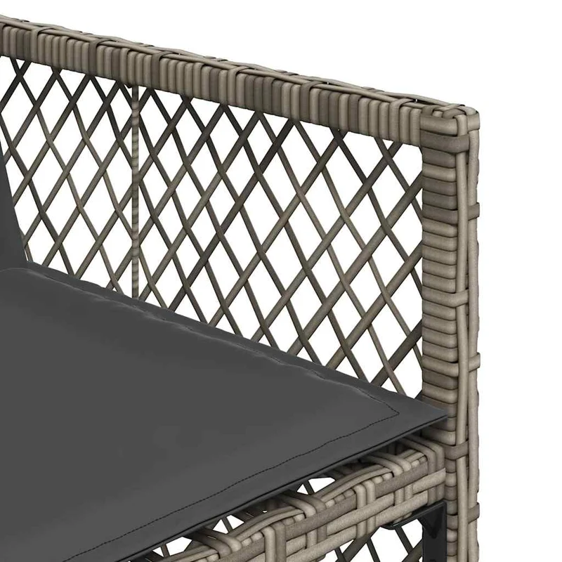 7 Piece Garden Dining Set with Cushions Grey Poly Rattan