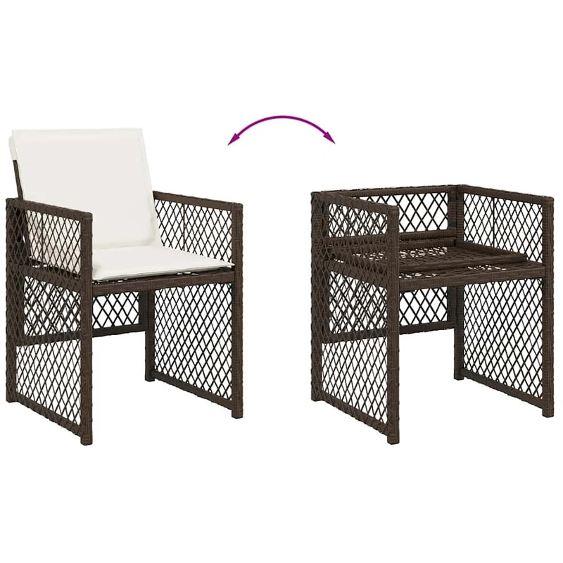 9 Piece Garden Dining Set with Cushions Brown Poly Rattan