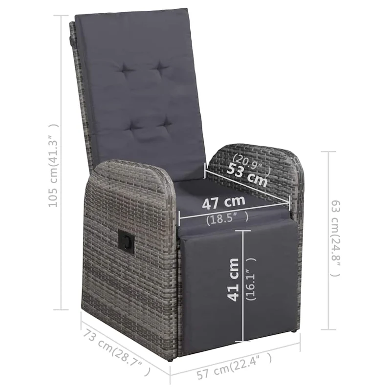 3 Piece Garden Dining Set with Cushions Grey Poly Rattan