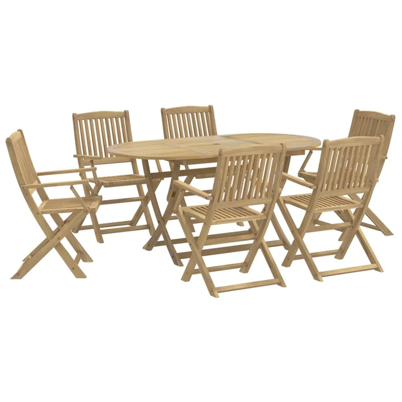 7 Piece Garden Dining Set Solid Wood Acacia