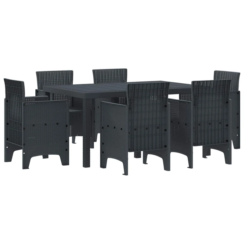 Garden Dining Set 7 pcs Anthracite Polt rattan