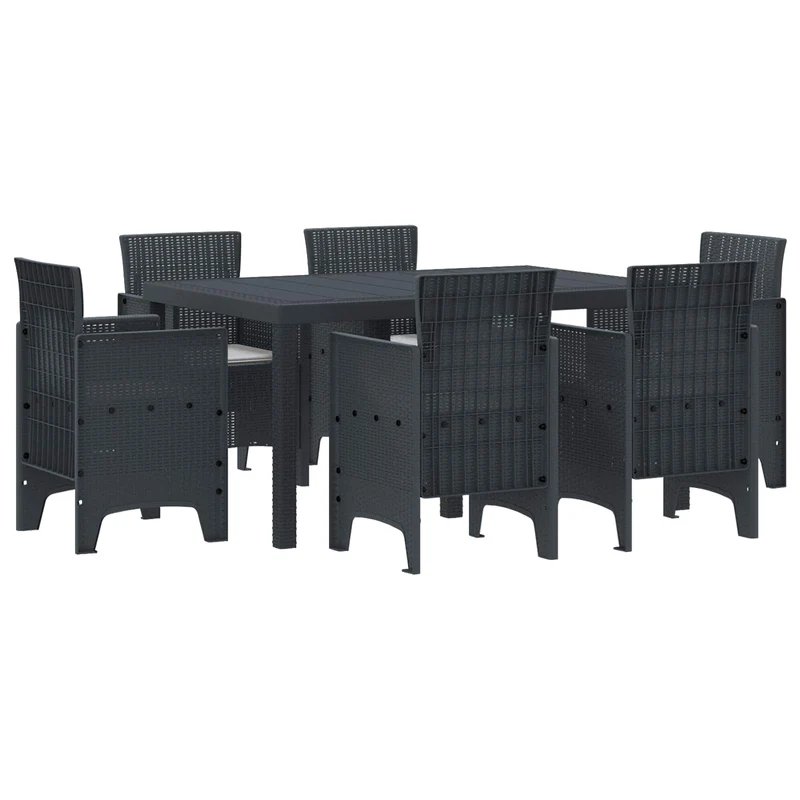 Garden Dining Set 7 pcs Anthracite Polt rattan