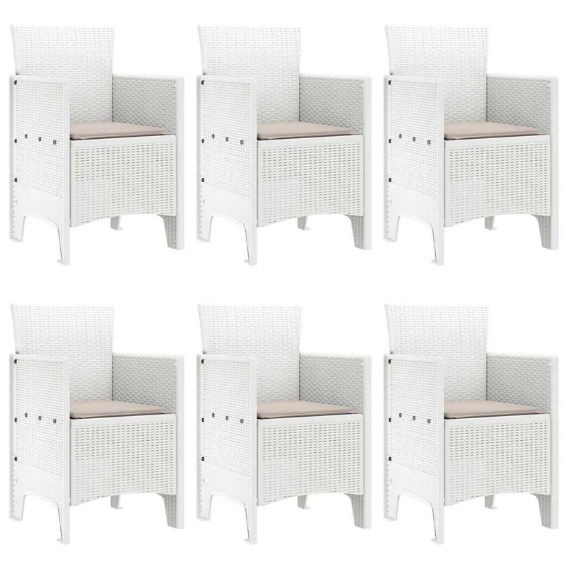 Garden Dining Set 7 pcs White Polt rattan