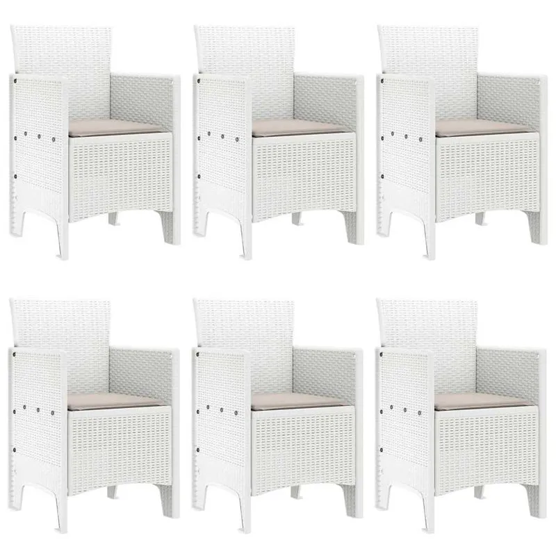 Garden Dining Set 7 pcs White Polt rattan