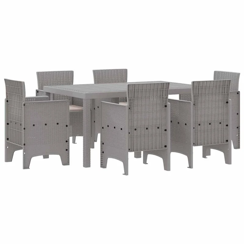 Garden Dining Set 7 pcs Light Grey Polt rattan