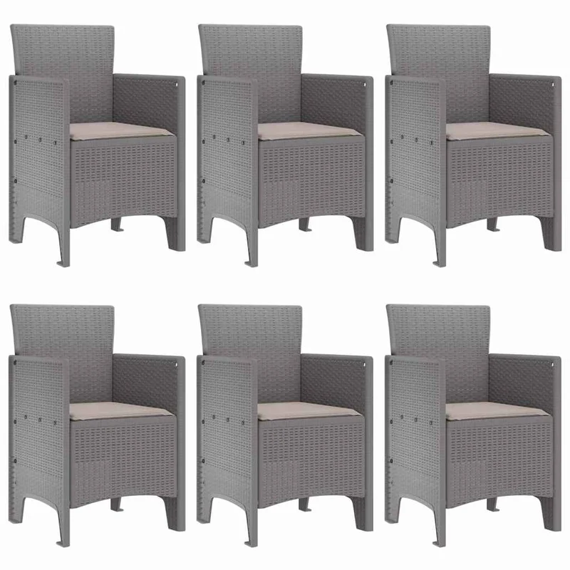 Garden Dining Set 7 pcs Light Grey Polt rattan