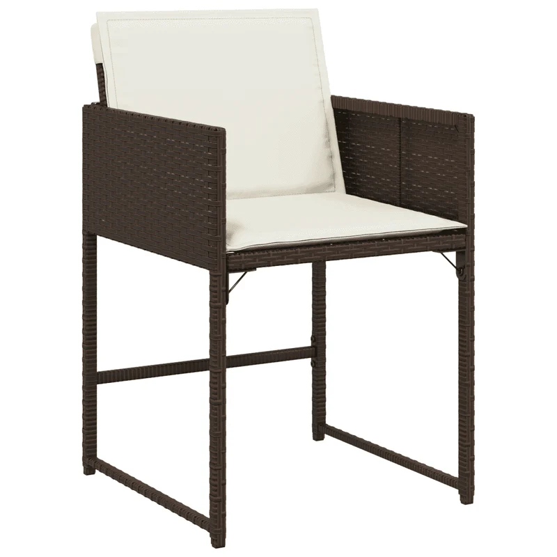 11 Piece Garden Dining Set with Cushions Brown Poly Rattan