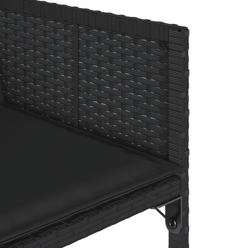13 Piece Garden Dining Set with Cushions Black Poly Rattan