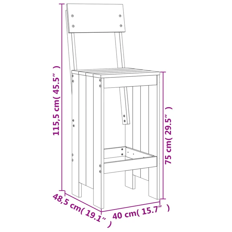 5 Piece Garden Bar Set Grey Solid Wood Pine
