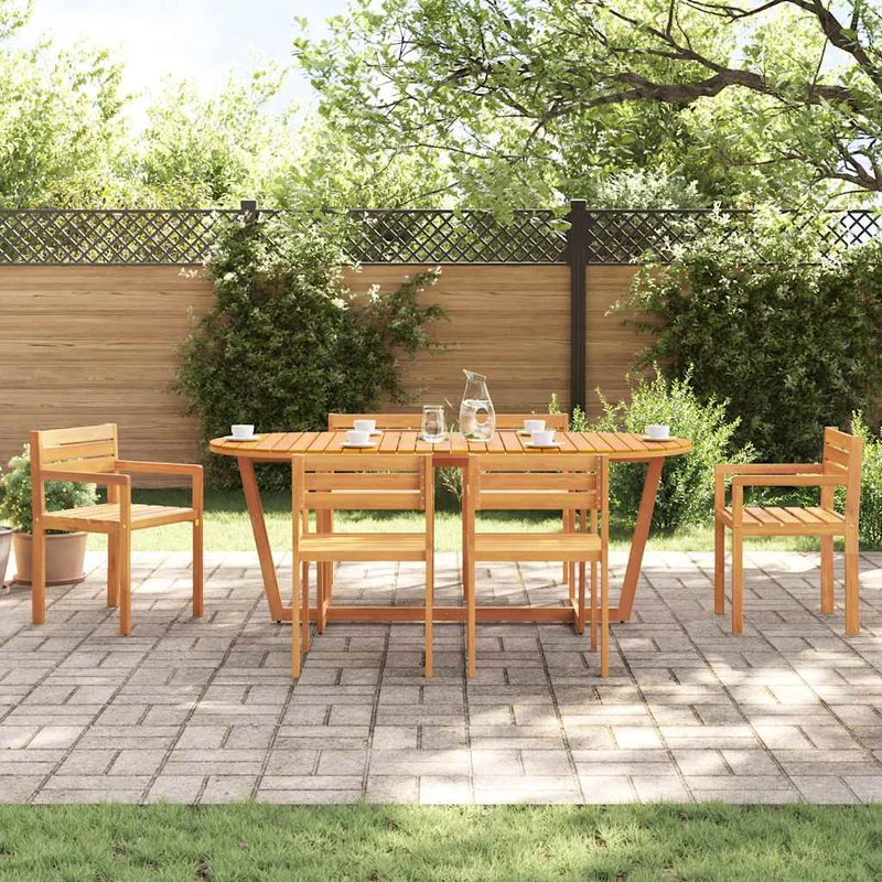 7 Piece Garden Dining Set Solid Wood Acacia