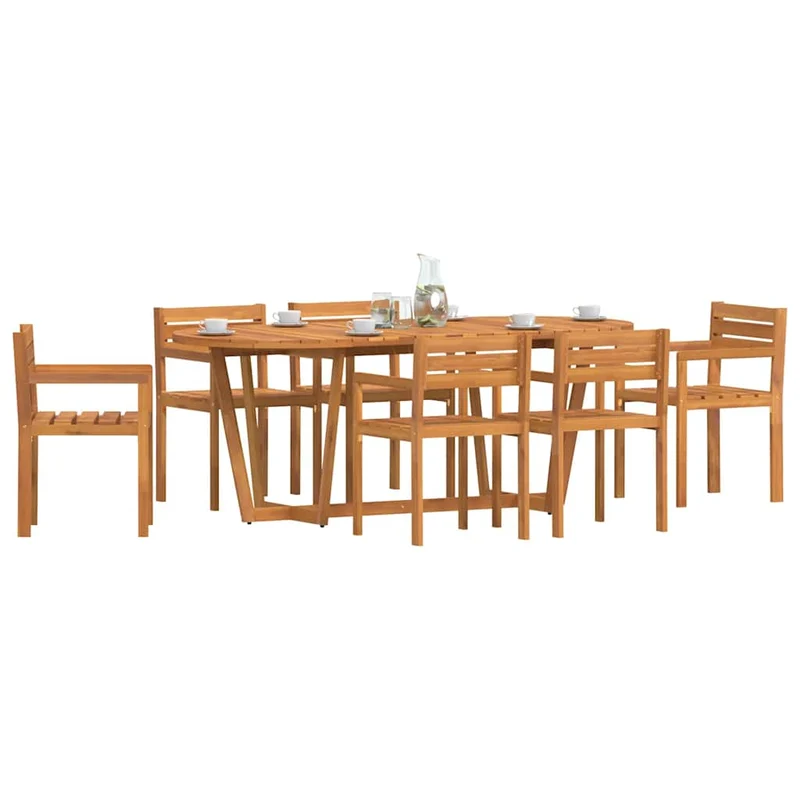 7 Piece Garden Dining Set Solid Wood Acacia