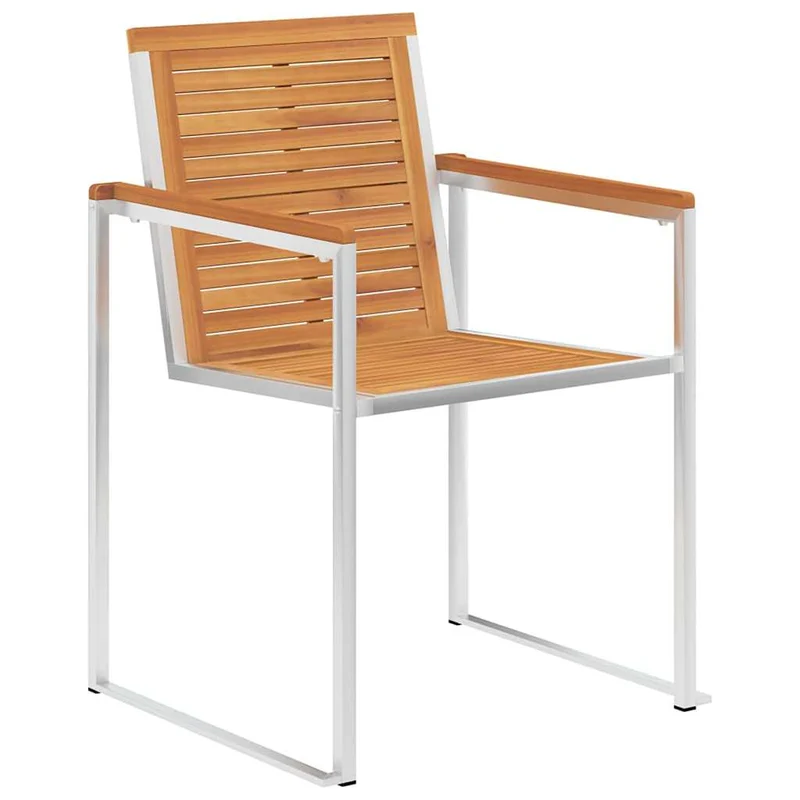 Garden Dining Set 3 pcs Solid Acacia Wood and Stainless Steel