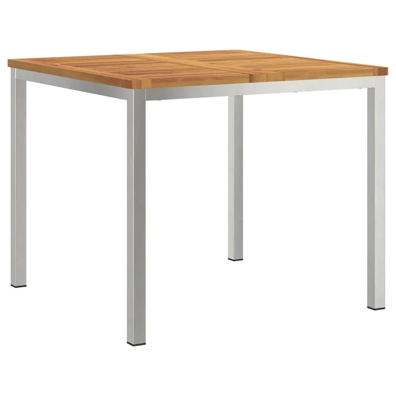 Garden Dining Set 3 pcs Solid Acacia Wood and Stainless Steel