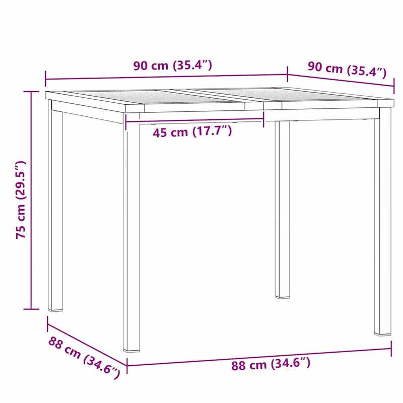 Garden Dining Set 3 pcs Solid Acacia Wood and Stainless Steel