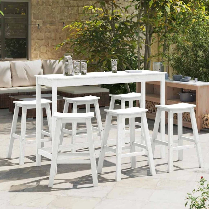 Garden Bar Set 6 pcs White HDPE