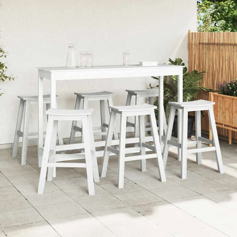 Garden Bar Set 6 pcs White HDPE
