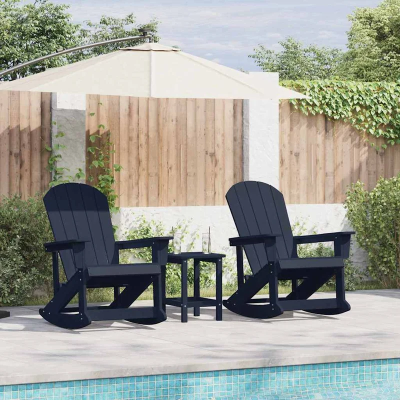Adirondack Rocking Chairs 2 pcs Navy Blue HDPE