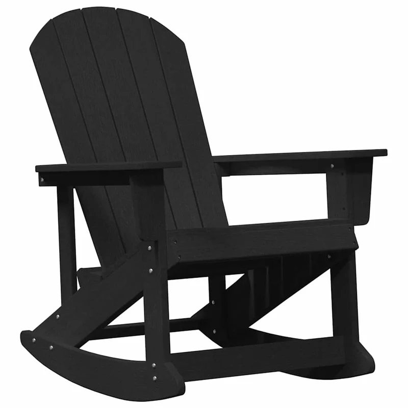 Adirondack Rocking Chairs 2 pcs 2-Seaters Black HDPE