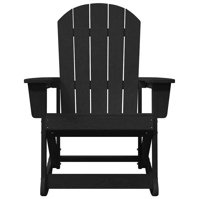 Adirondack Rocking Chairs 2 pcs 2-Seaters Black HDPE